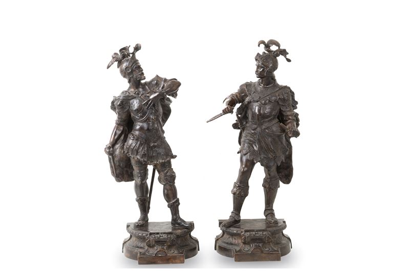 Coppia di Sculture "guerrieri". Firmate Moreau