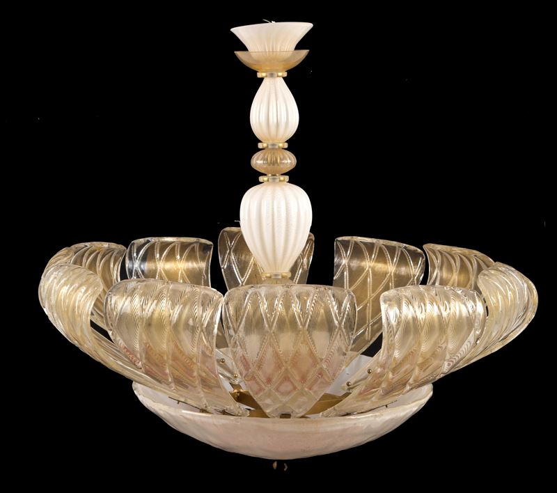 Lampadario in Ottone e Vetro