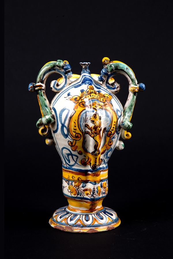 Majolica jar with handles. FAENZA