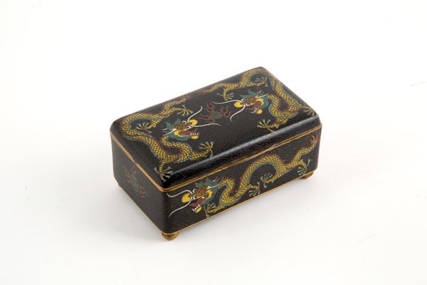 Enamelled bronze casket