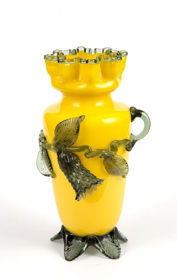 Yellow glass vase