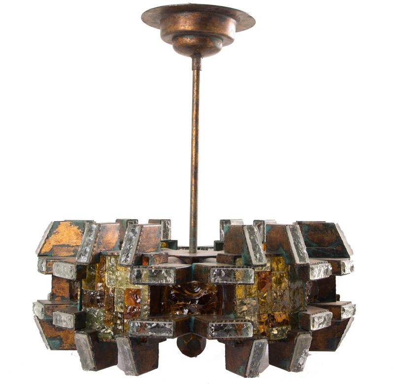Lampadario in Ferro e Vetro