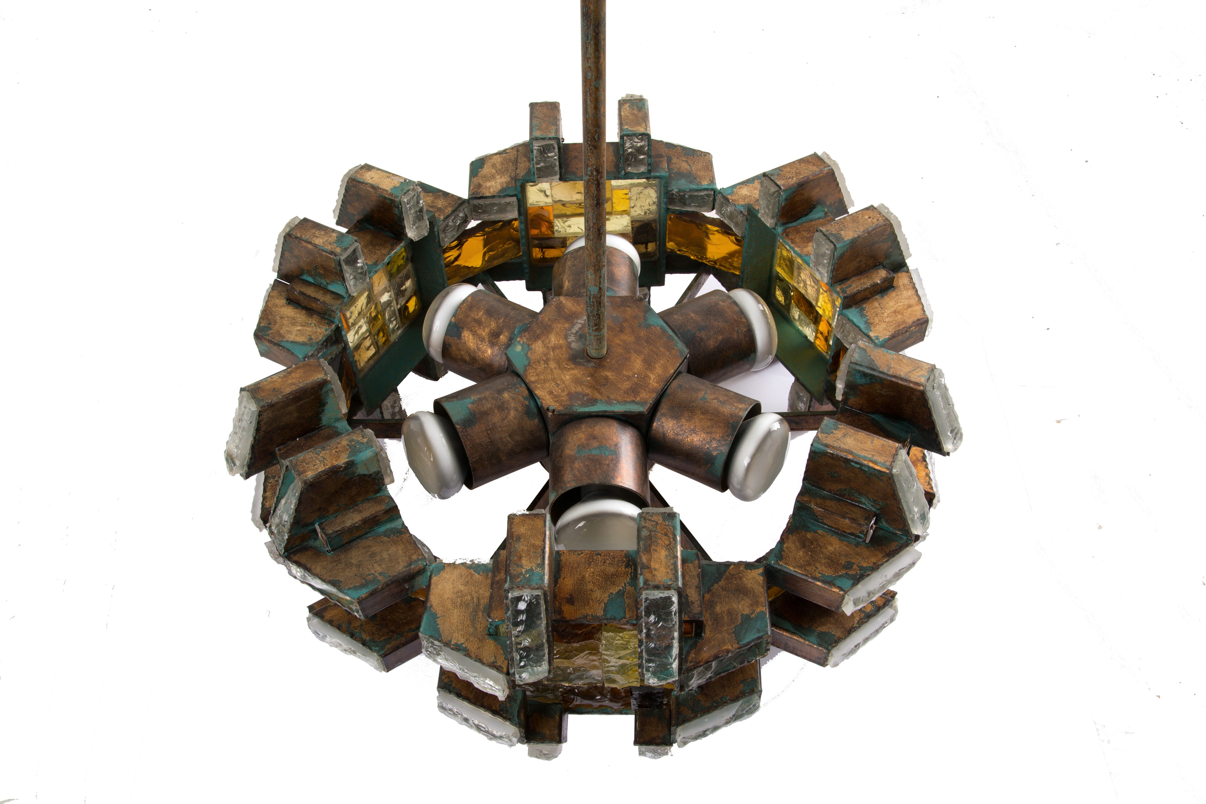 Lampadario in Ferro e Vetro