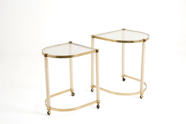 Pair of nest tables on wheels