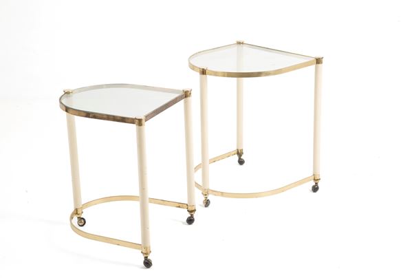 Pair of nest tables on wheels