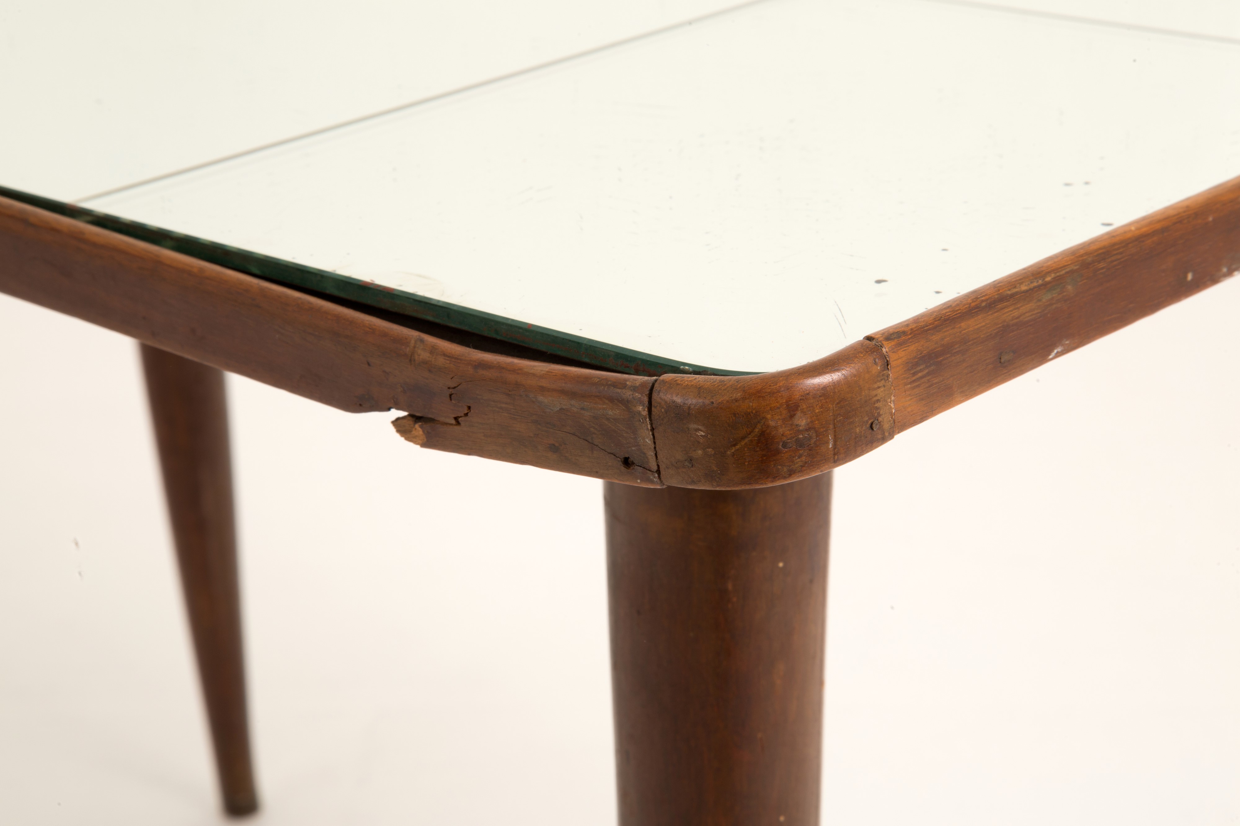 Tavolino in Legno con Piano a Specchio