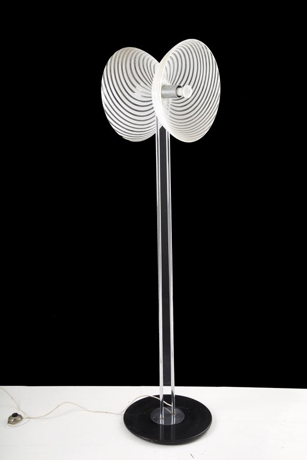 Floor lamp with two glass diffusers