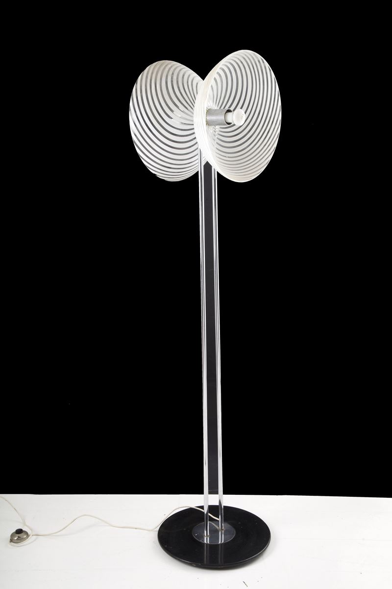 Lampada da Terra con Due Diffusori in Vetro