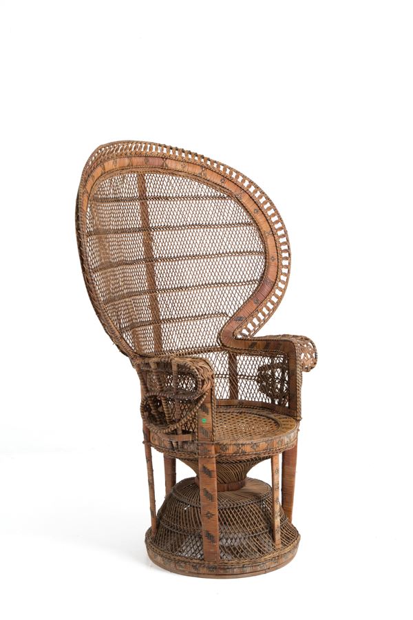 Emmanuelle Pavone style armchair in wicker