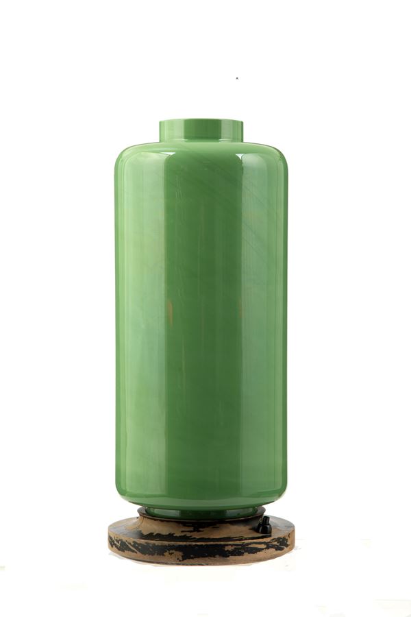 CARLO SCARPA - Vaso-lampada in vetro di Murano verde