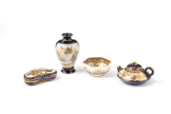 Satsuma jar, teapot, bowl and box