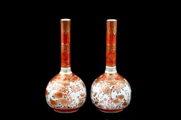 Pair of Imari bottle vases