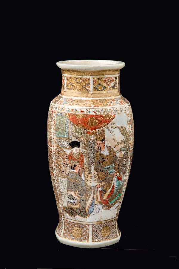 Satsuma octagonal vase