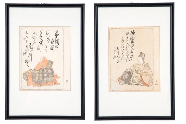 KATSUKAWA SHUNSHO - Pair of engravings