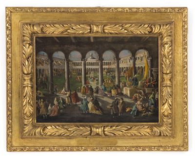 Dipinto "la Festa del Perdono nei Cortili Dell'ospedale Maggiore di Milano"