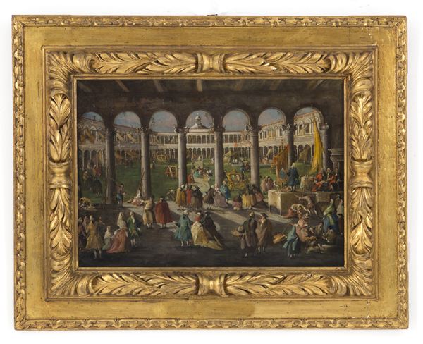 Painting "LA FESTA DEL PERDONO NEI CORTILI DELL'OSPEDALE MAGGIORE DI MILANO"