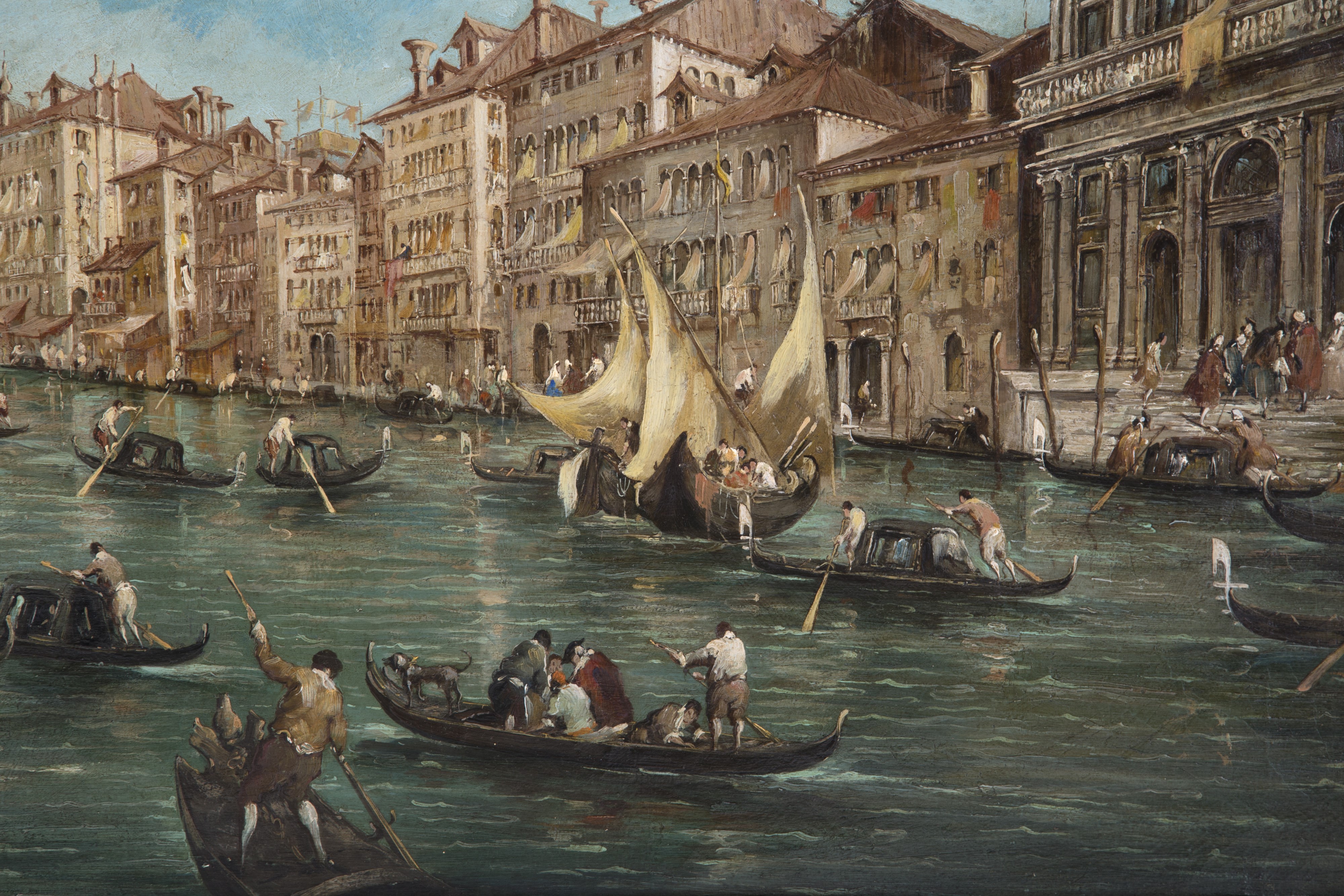 Giuseppe Ponga - Dipinto "veduta del Canal Grande Verso il Ponte di Rialto"