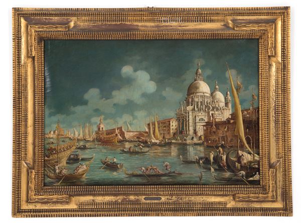 GIUSEPPE PONGA - Painting "CHURCH OF THE MADONNA DELLA SALUTE, PUNTA DELLA DOGANA"