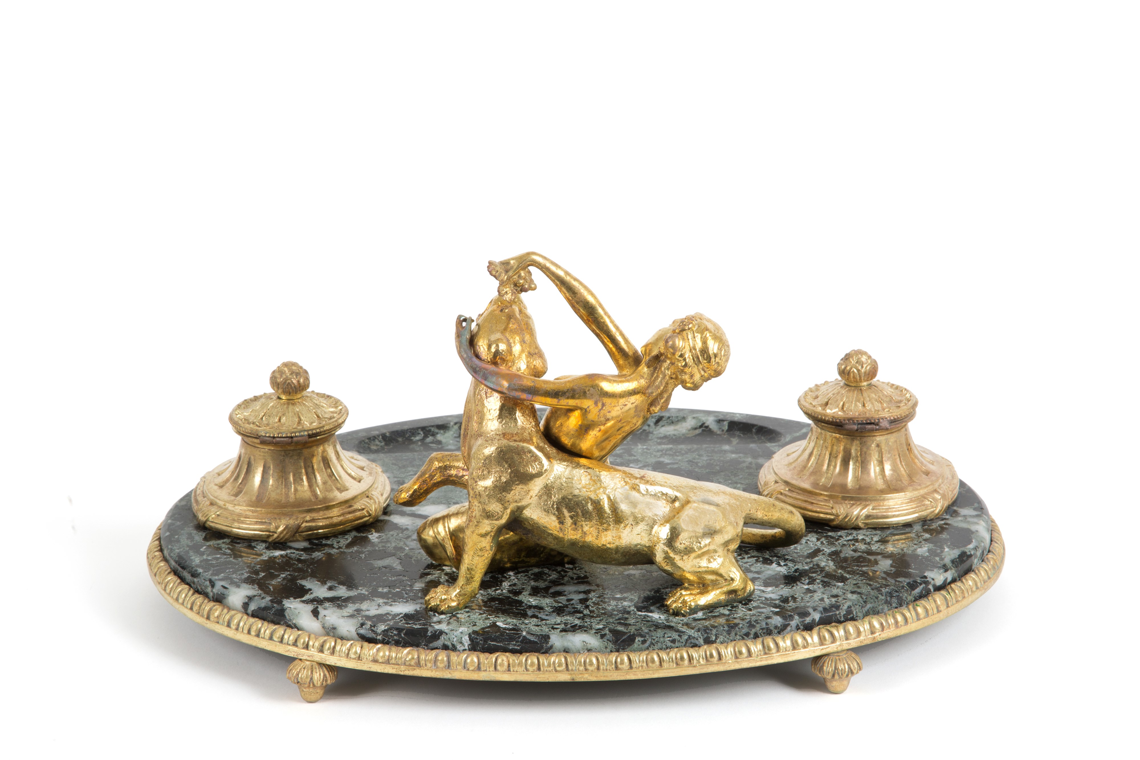 Calamaio in bronzo e marmo