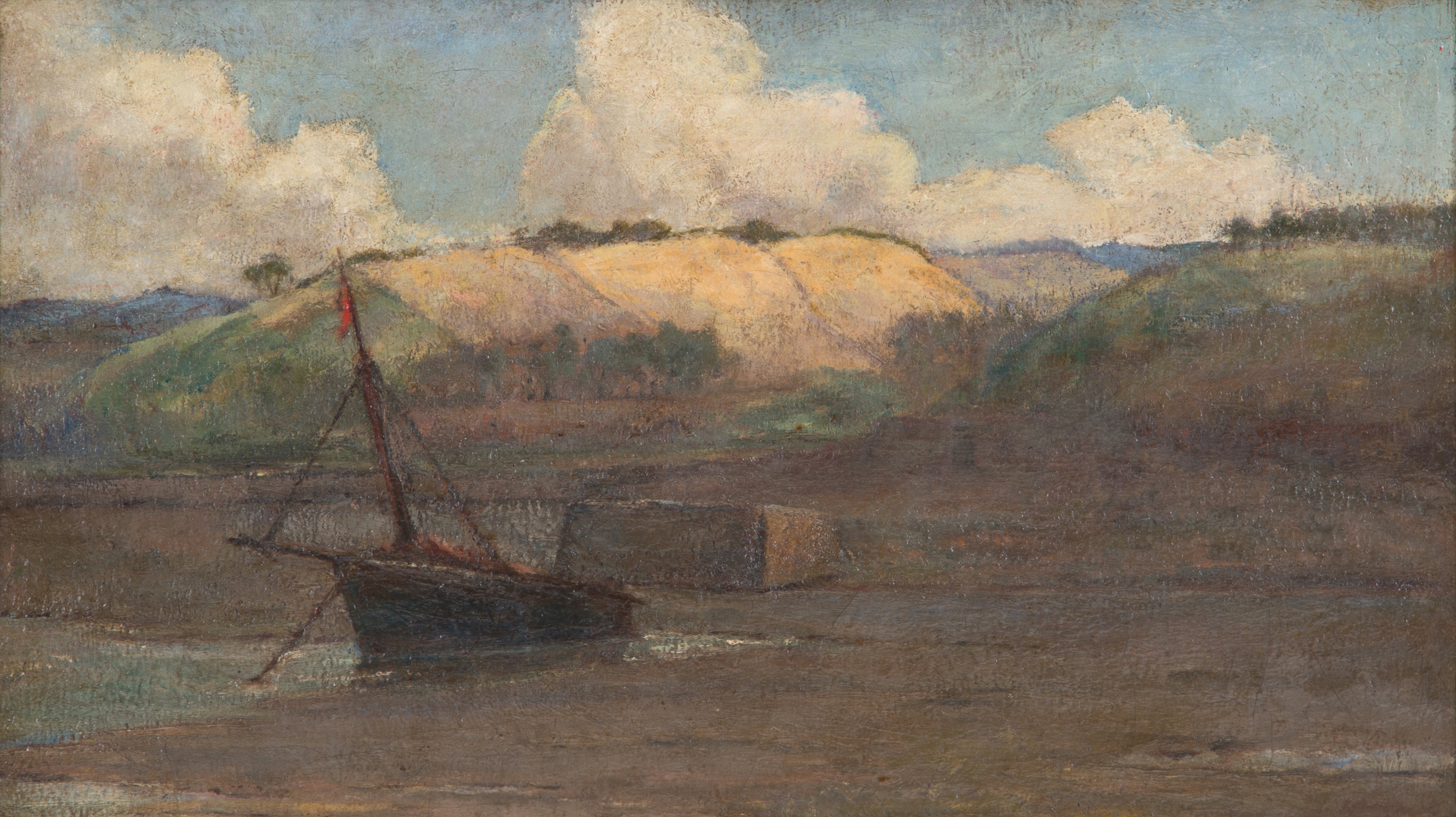 Dipinto "laguna con Barca"
