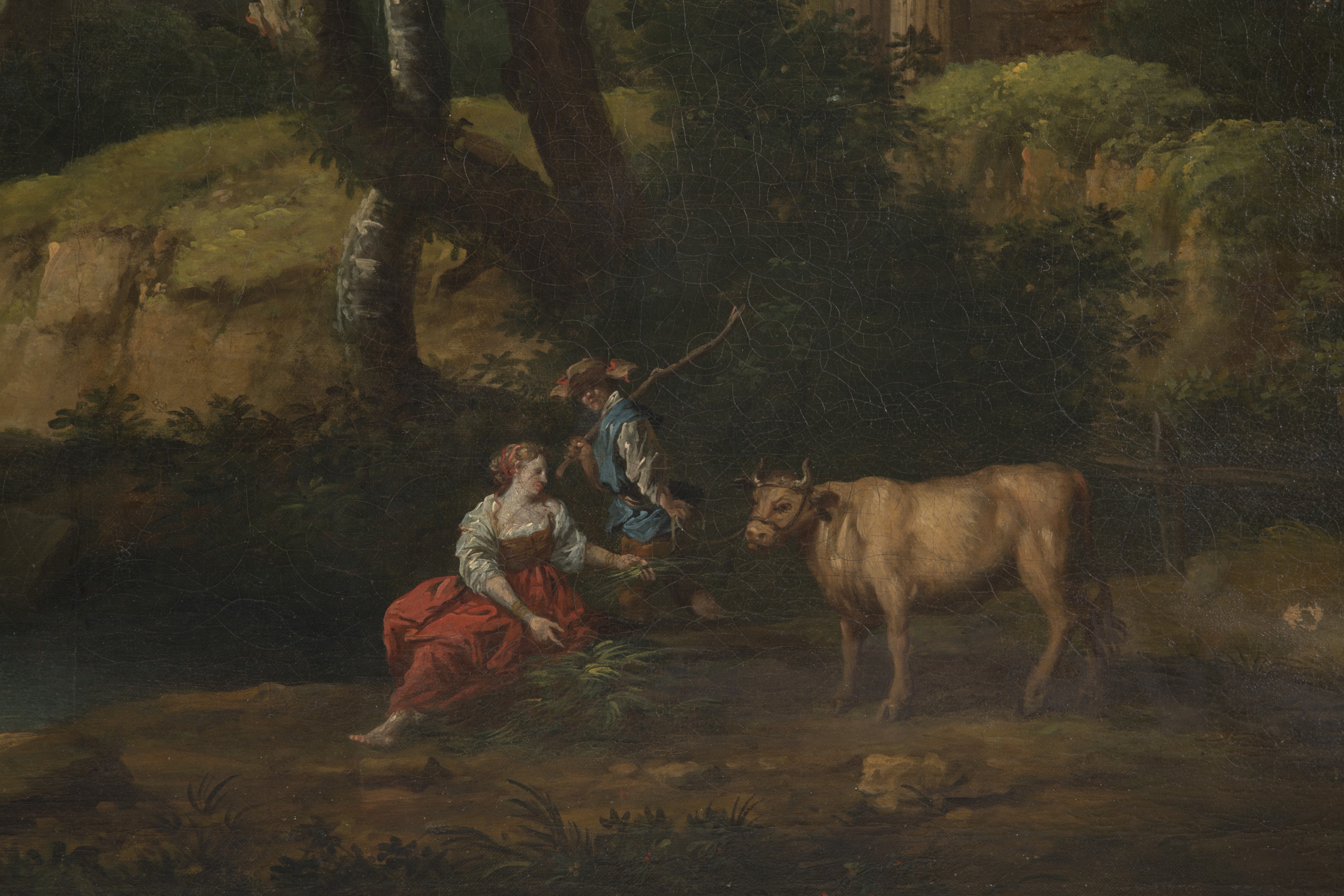 Domenico Pecchio - Dipinto "veduta di Verona con Personaggi"