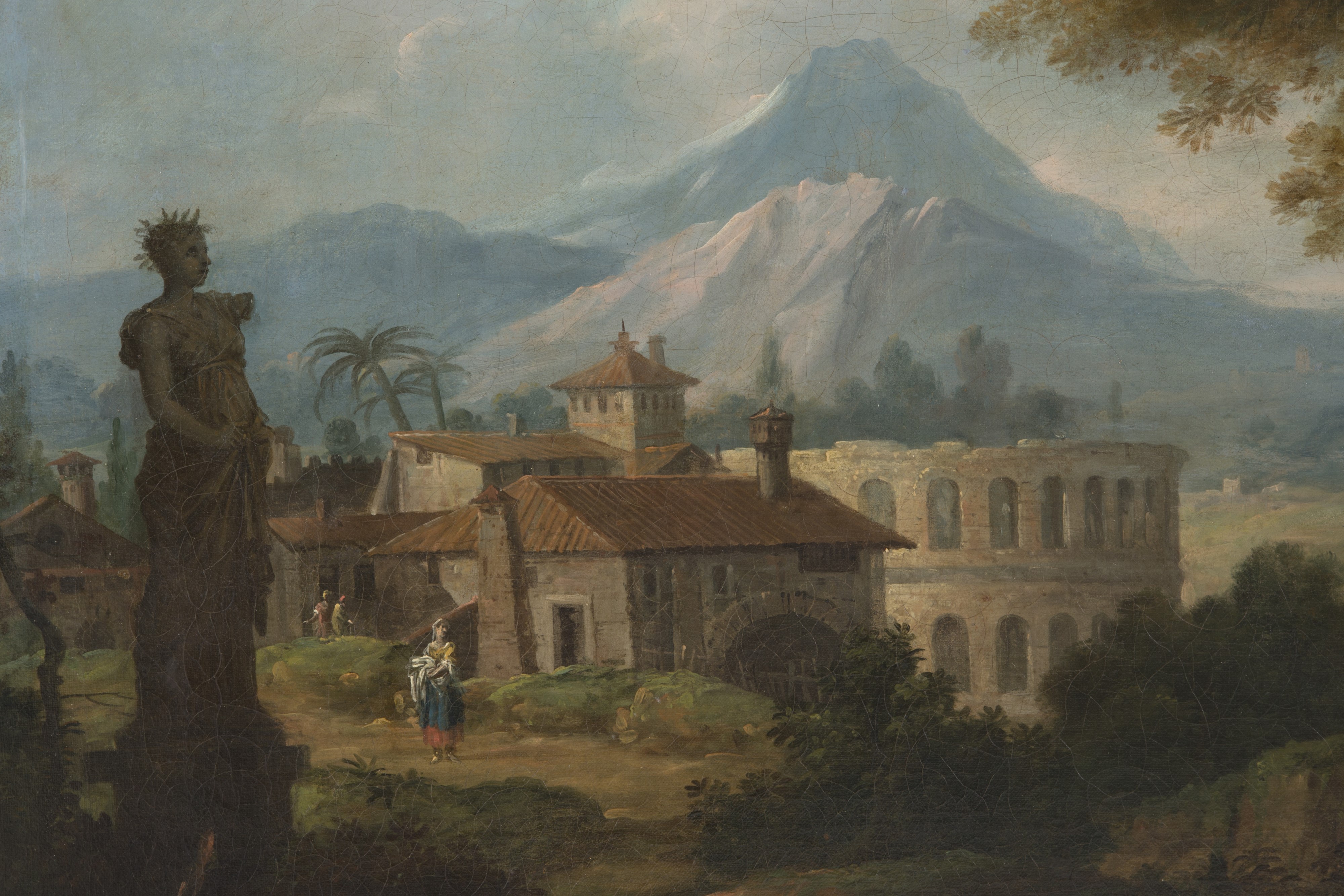 Domenico Pecchio - Dipinto "veduta di Verona con Personaggi"