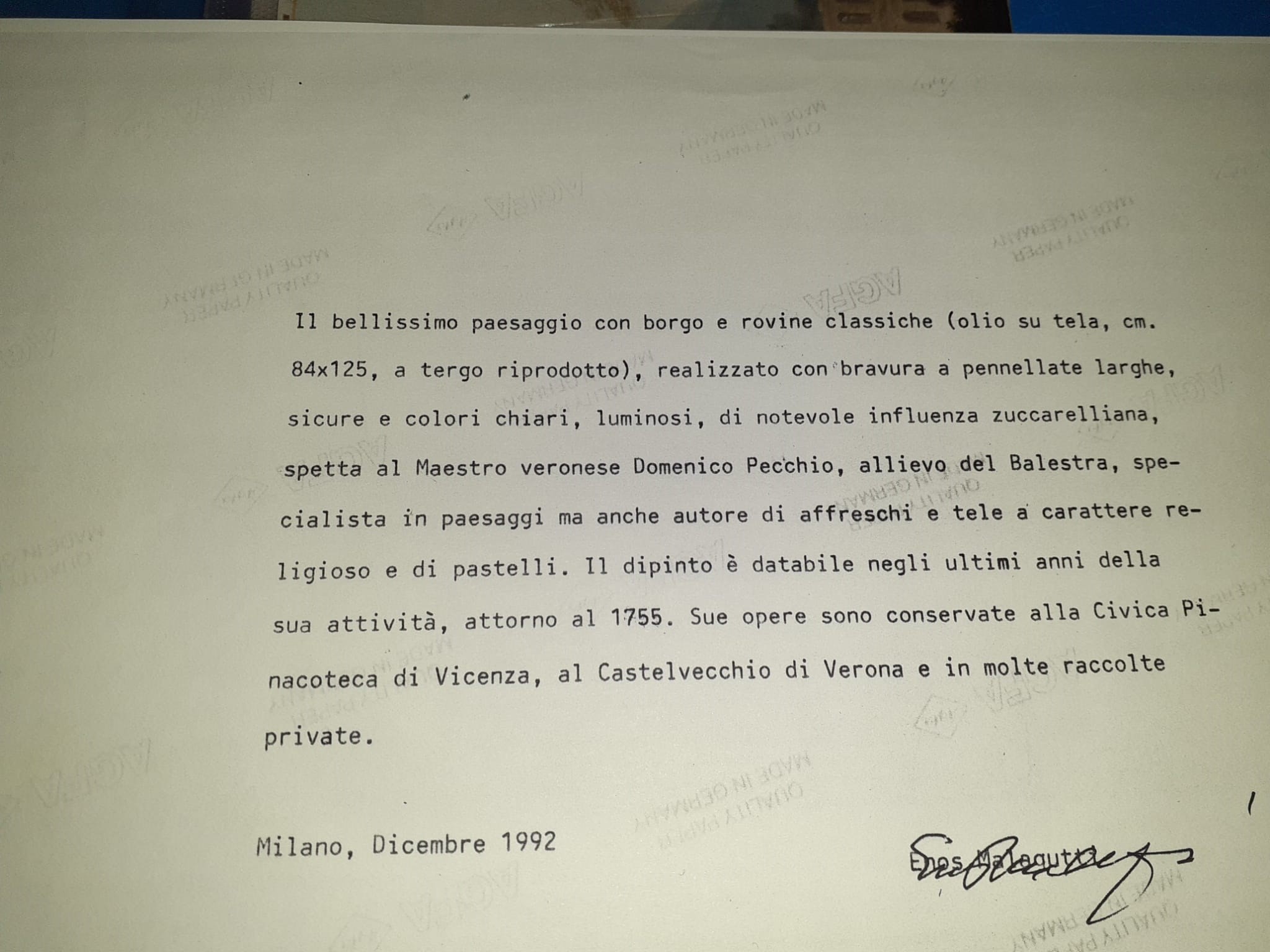 Domenico Pecchio - Dipinto "veduta di Verona con Personaggi"