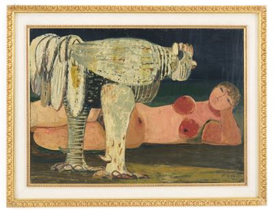 Dipinto ''gallo e Donna''