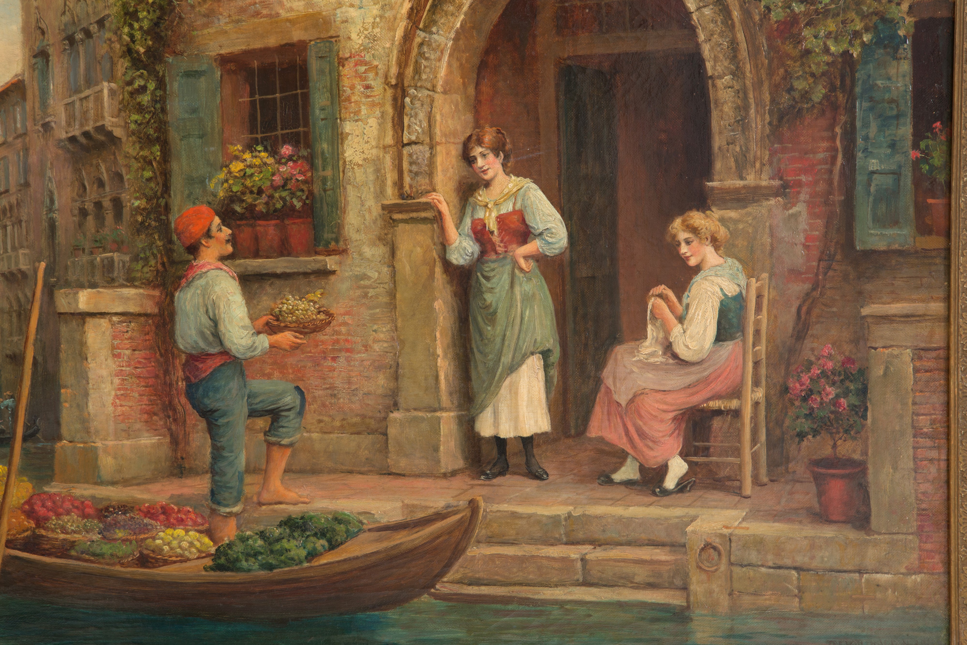 Dipinto "FRUTTIVENDOLO E GIOVINCELLE IN LAGUNA"