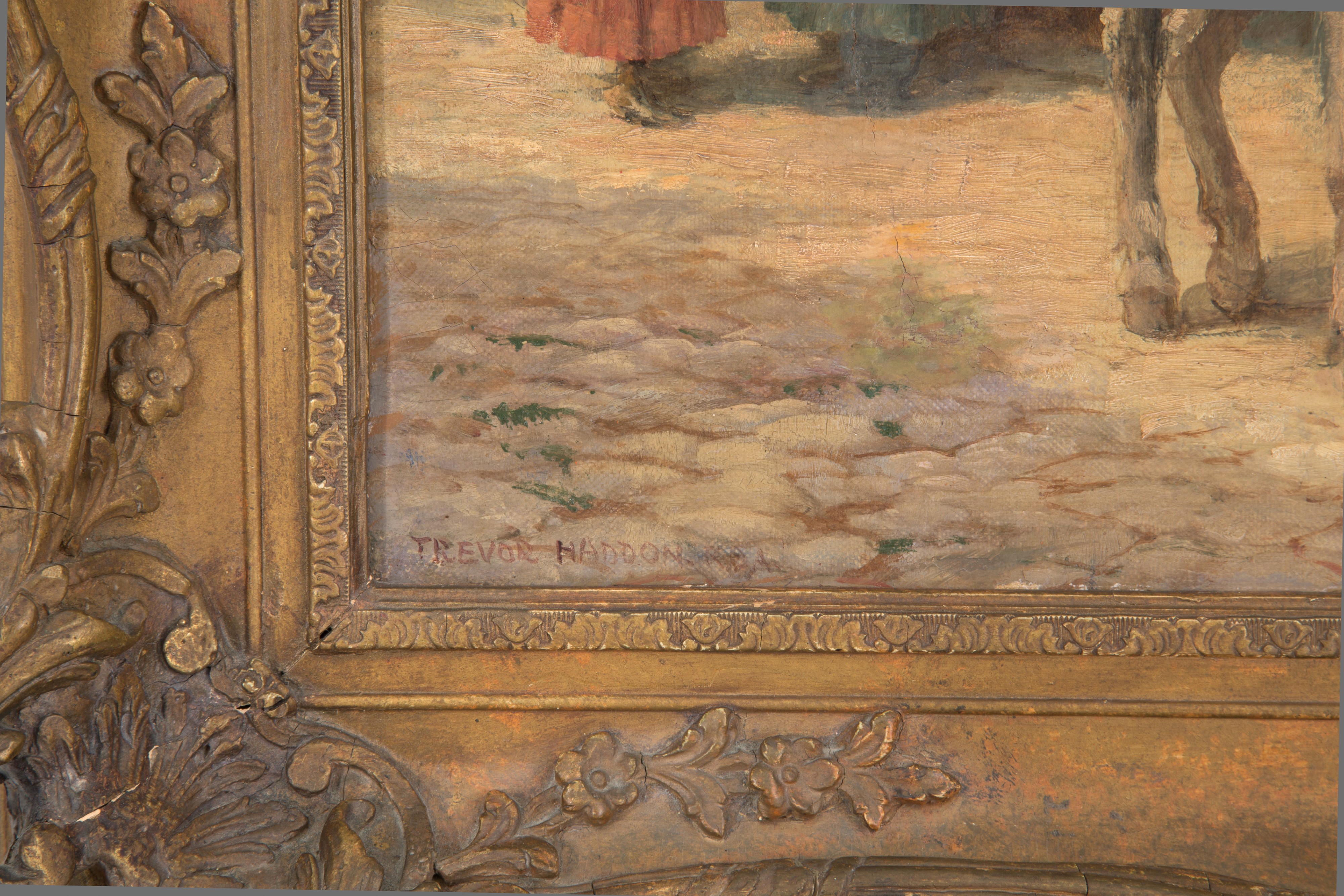 Arthur Trevor Haddon - Dipinto "piazzetta con Fontana e Personaggi"