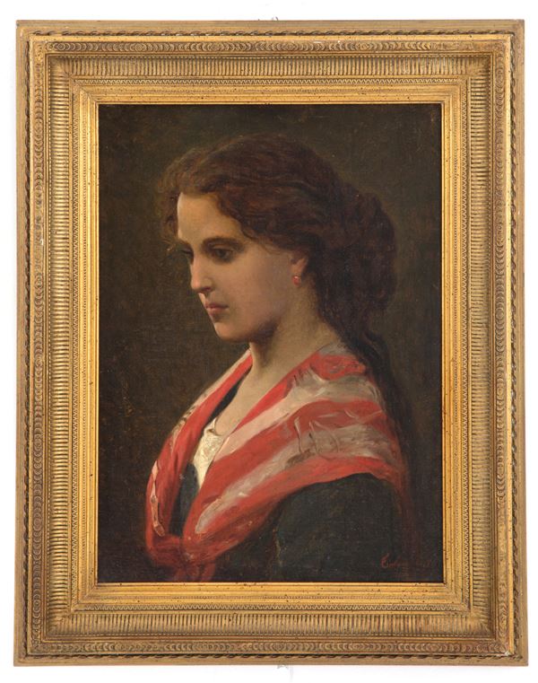 CESARE TALLONE - Painting "PORTRAIT OF A WOMAN"