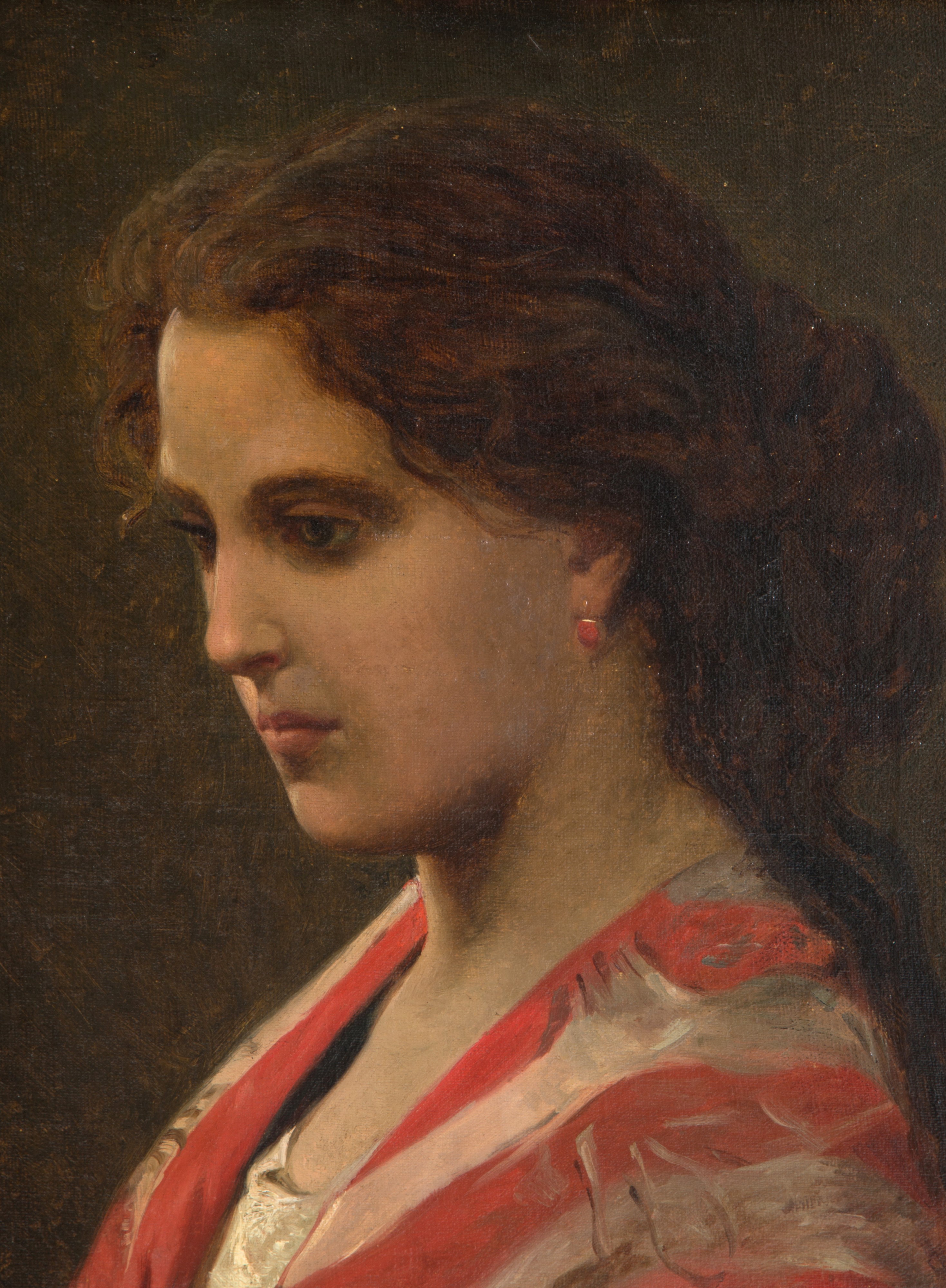 Cesare Tallone - Dipinto "ritratto di Donna"