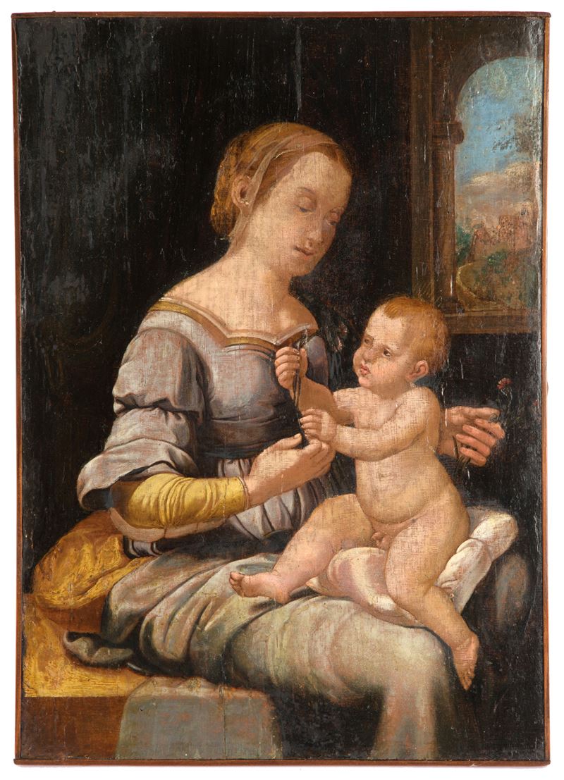 Dipinto "MADONNA DEL GAROFANO CON BAMBINO"