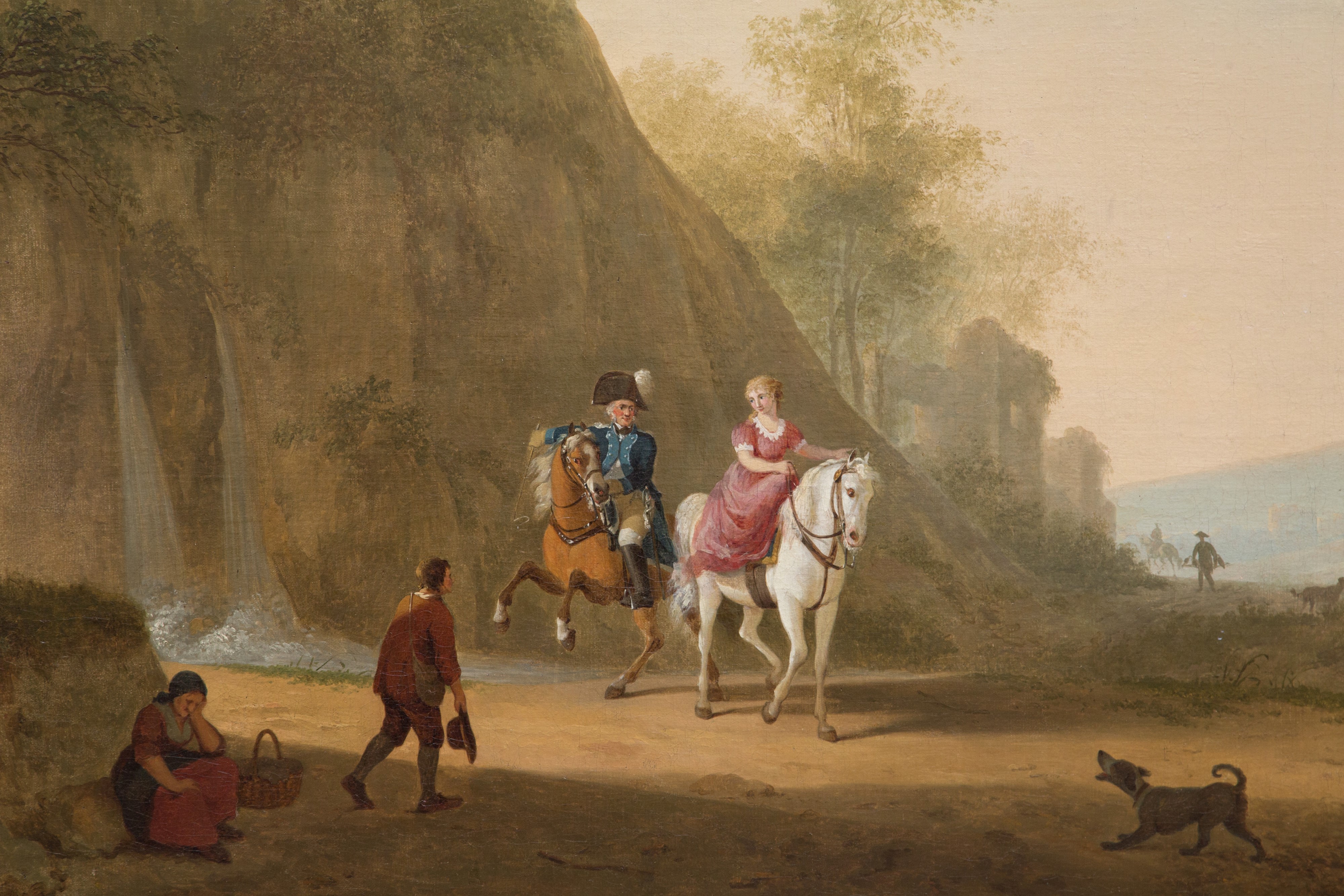 Dipinto "paesaggio con Personaggi e Animali"