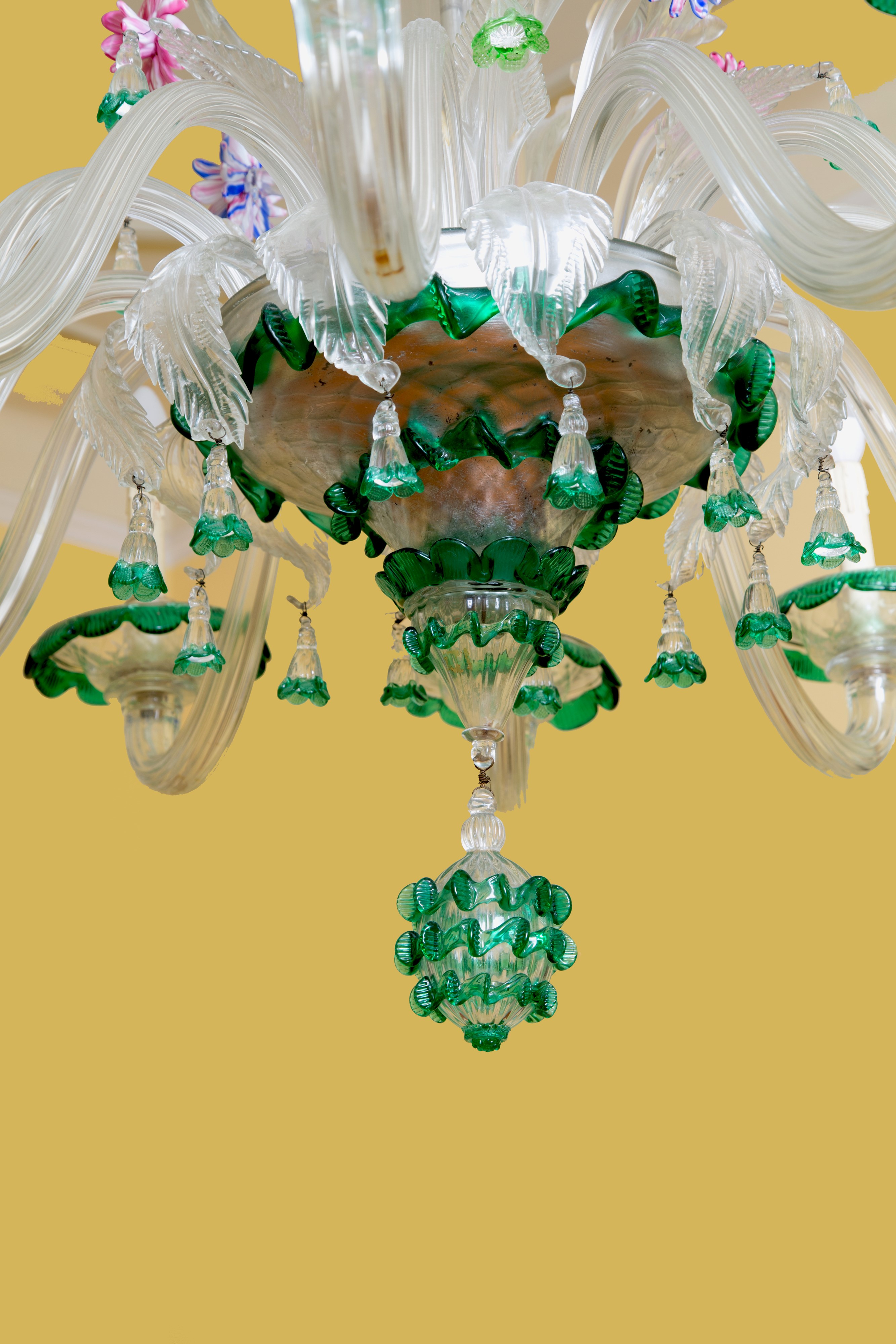 Lampadario in Vetro Trasparente e Verde