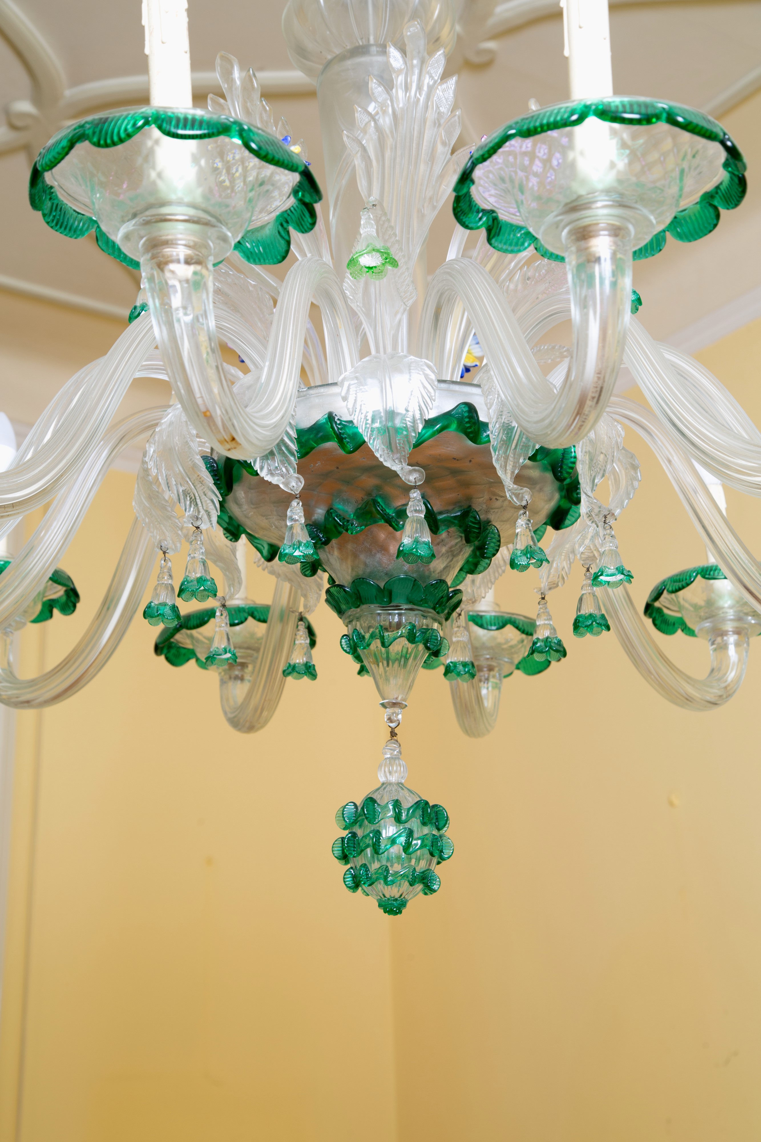 Lampadario in Vetro Trasparente e Verde