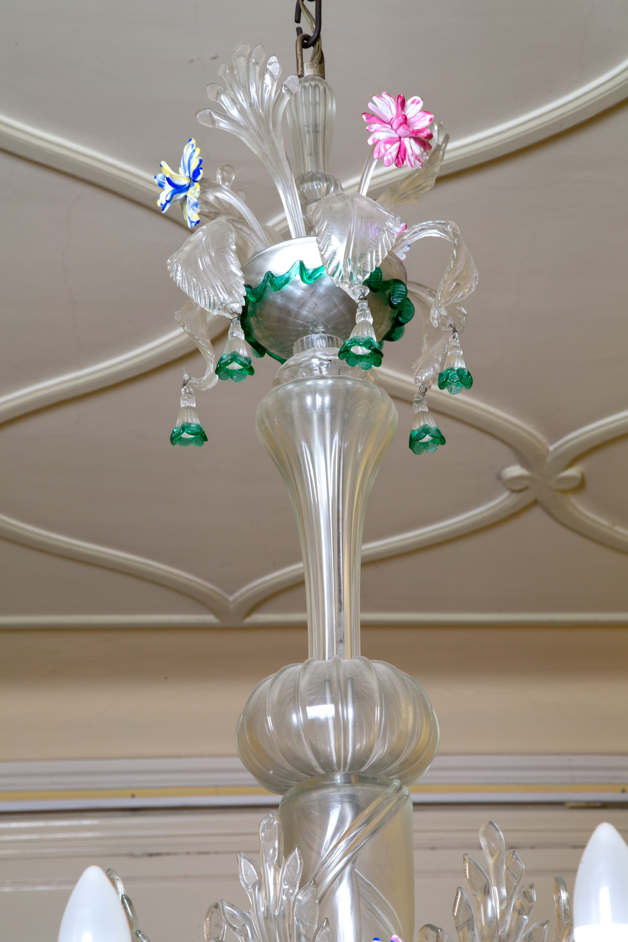 Lampadario in Vetro Trasparente e Verde
