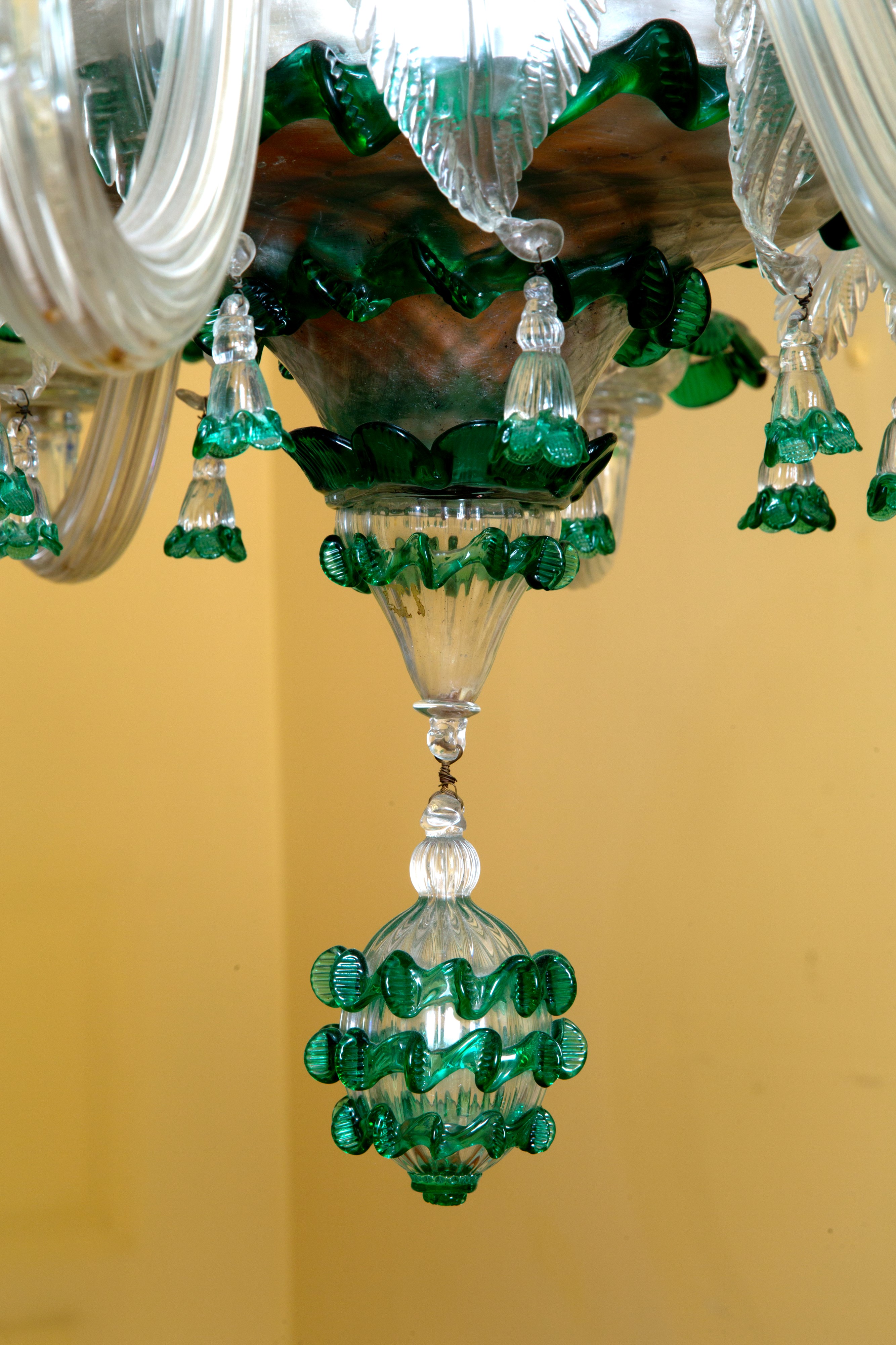 Lampadario in Vetro Trasparente e Verde