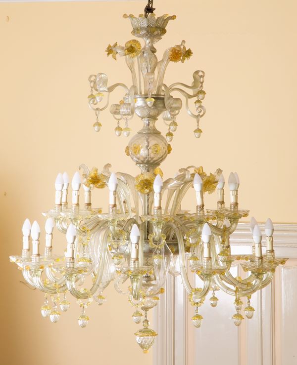 Two-stage chandelier in Murano glass