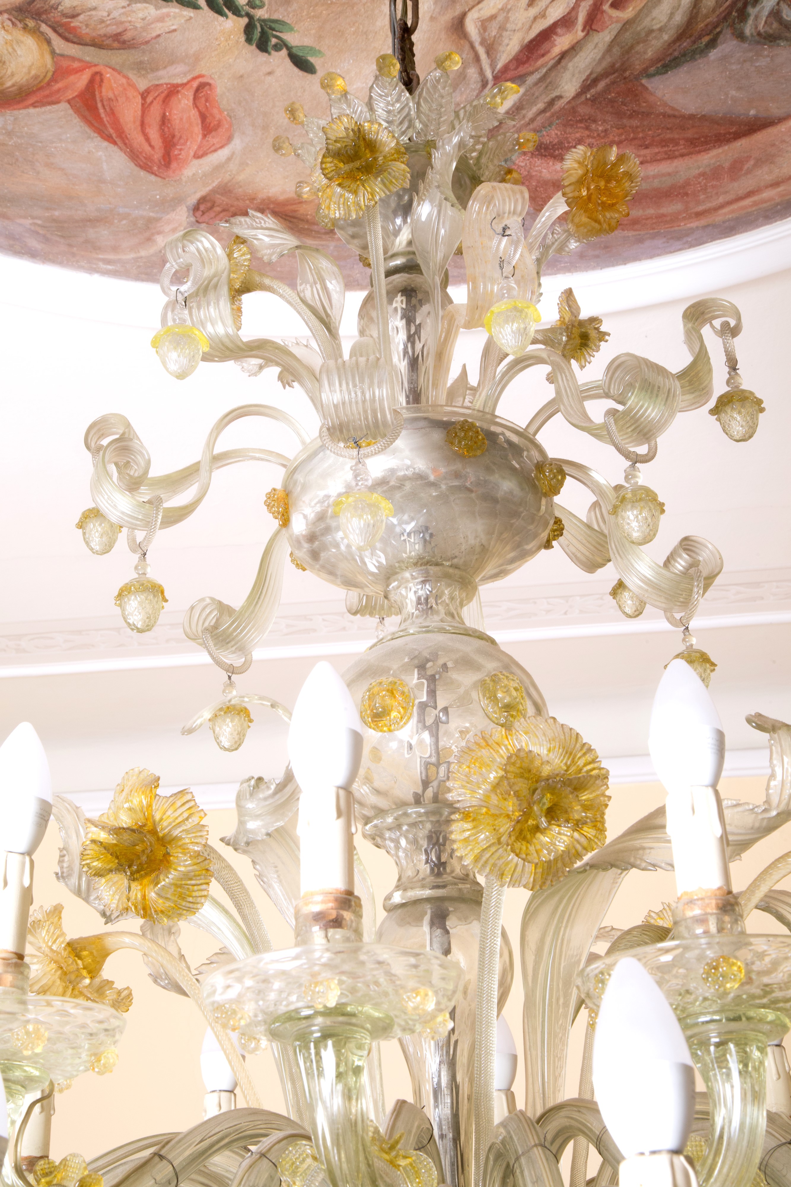 Lampadario a due palchi in vetro di Murano