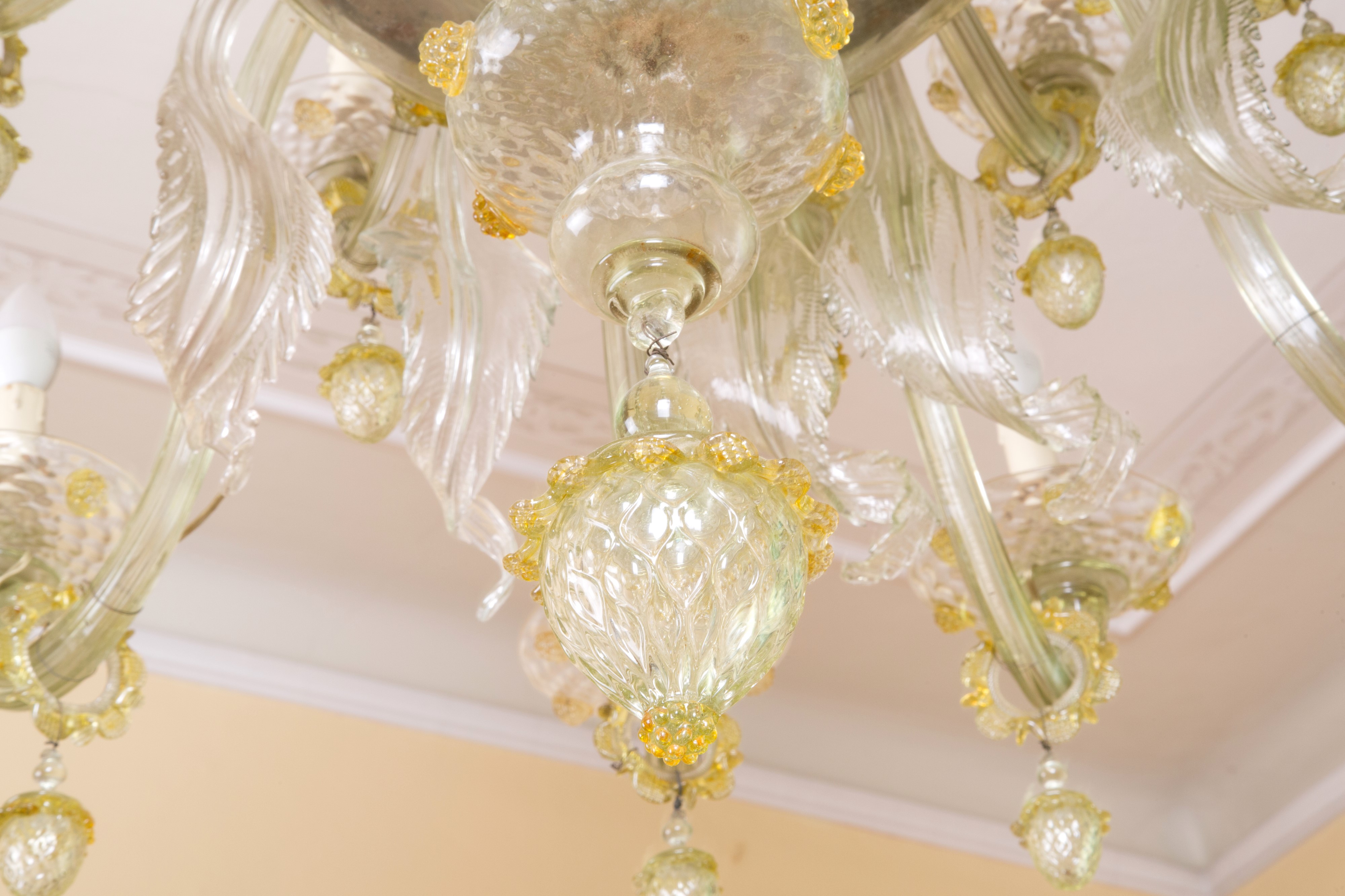 Lampadario a due palchi in vetro di Murano