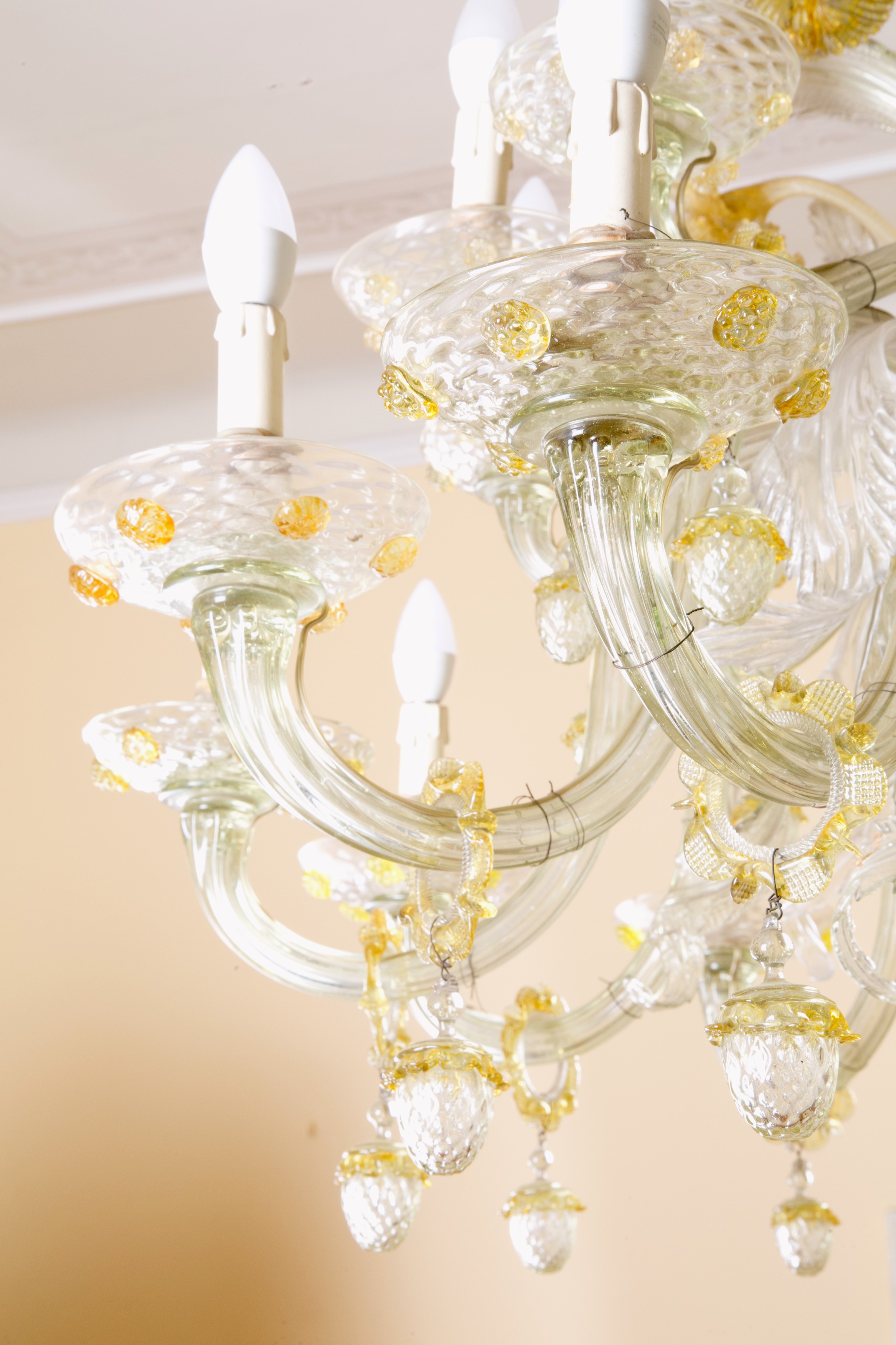 Lampadario a due palchi in vetro di Murano