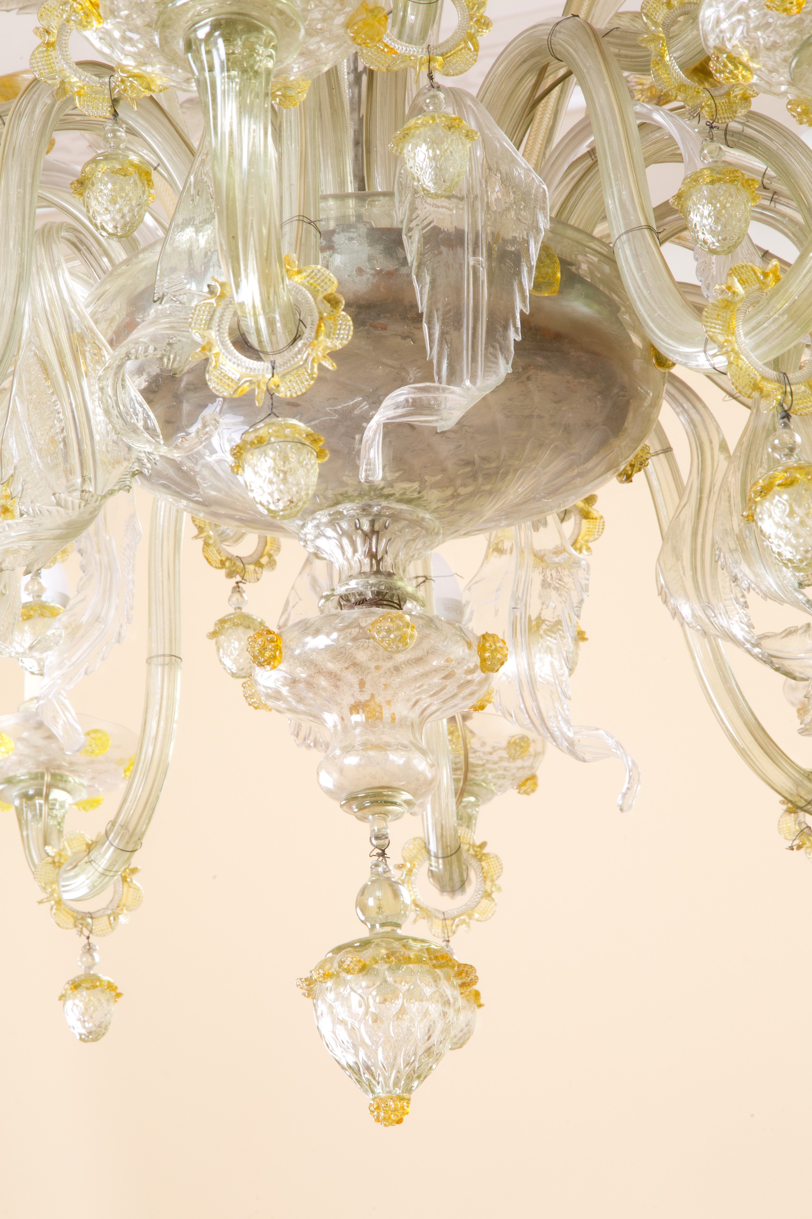 Lampadario a due palchi in vetro di Murano