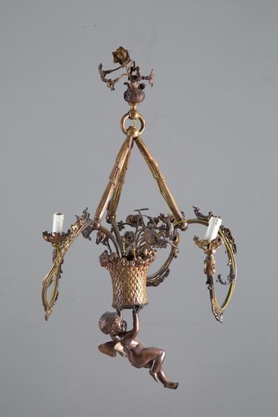 Lampadario in Bronzo con Cherubino