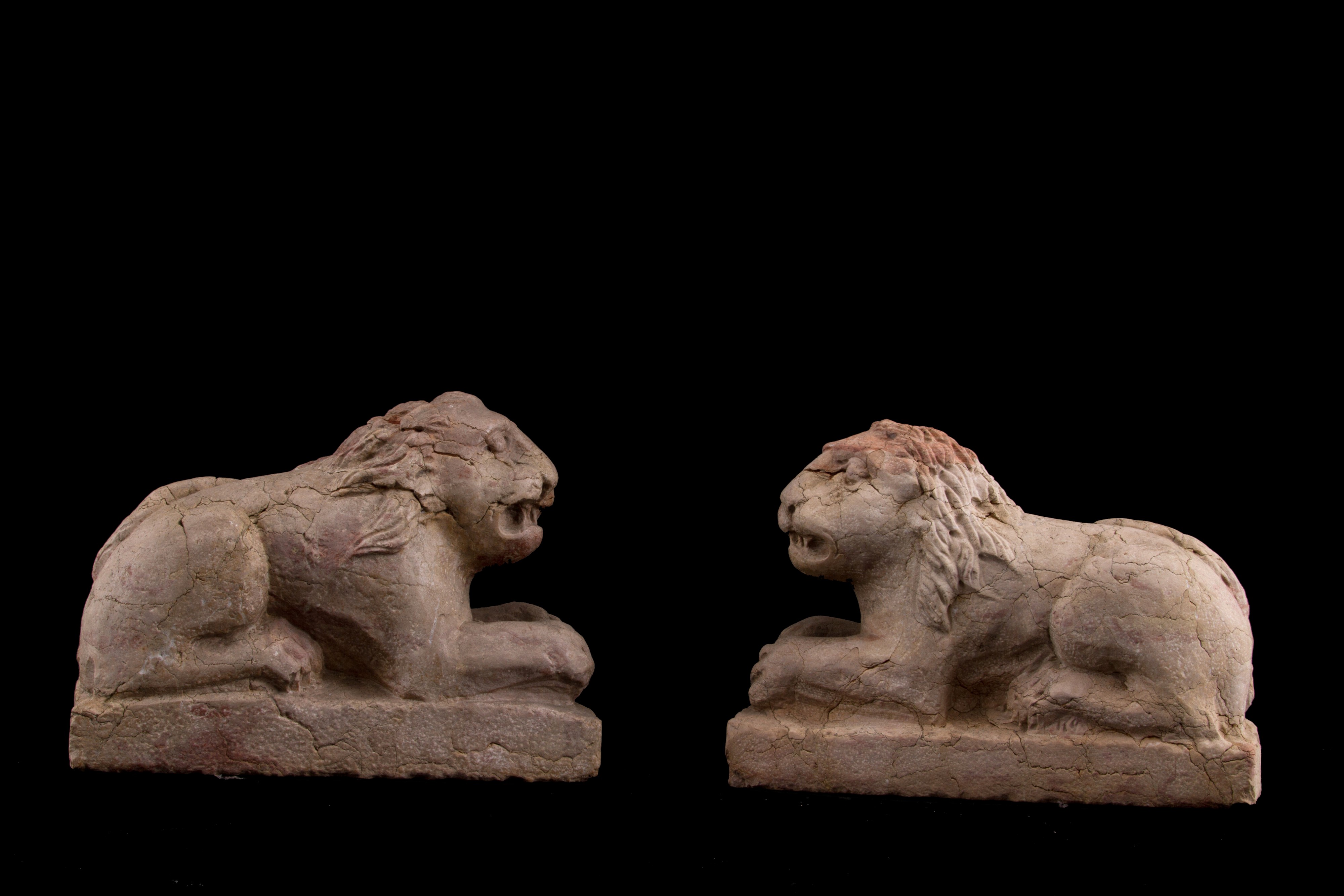 Coppia di Sculture "leoni Accovacciati"
