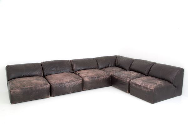 Modular leather sofa