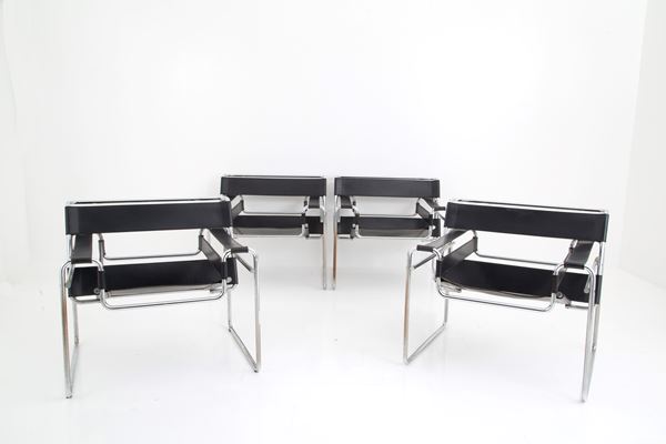 MARCEL BREUER - Quattro poltrone mod. Wassily B3 per GAVINA (Attr.)