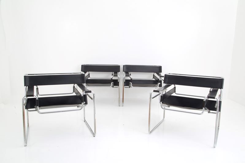 Marcel Breuer - Quattro Poltrone Mod. Wassily B3 per Gavina (attr.)