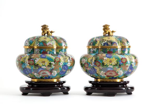 Pair of cloisonné vases