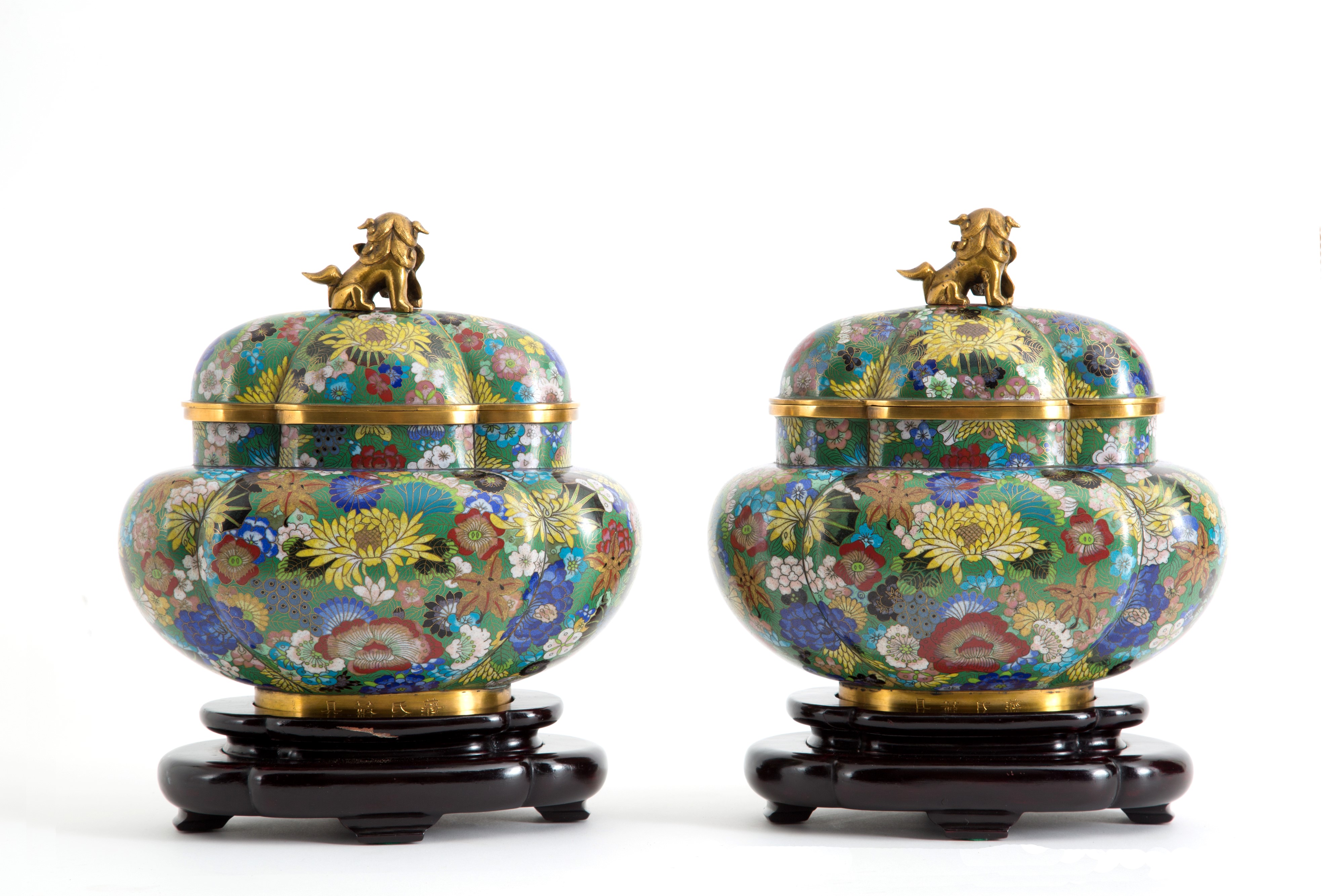 Coppia di vasi cloisonné